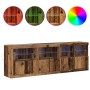 Aparador con Luces LED Madera Vieja 202x37x67 cm de , Aparadores - Ref: Foro24-3333112, Precio: 211,23 €, Descuento: %