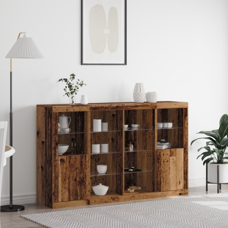 Aparador  con Luces LED Madera Antigua 163x37x100 cm Madera Ingenierizada, Aparador  con Luces LED Madera Antigua 41x37x100 cm | Foro24.es | Tu tienda online para hogar, jardín y más Foro24.es