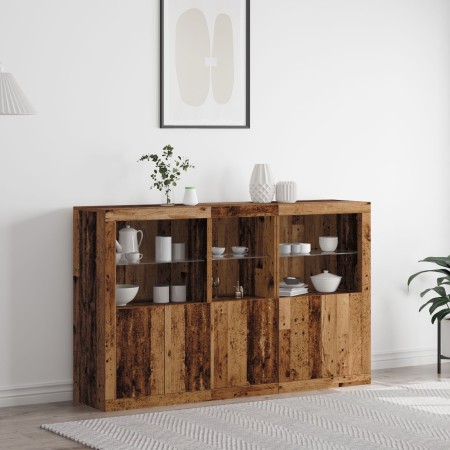 Bufé con Luces LED Madera Vieja 162x37x100 cm Madera Técnica de , Aparadores - Ref: Foro24-3333122, Precio: 243,28 €, Descuen...