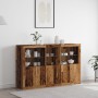 Bufé con Luces LED Madera Vieja 162x37x100 cm Madera Técnica de , Aparadores - Ref: Foro24-3333122, Precio: 243,28 €, Descuen...