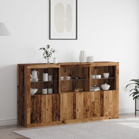 Mueble Auxiliar con Luces LED Madera Vieja 181.5x37x100 cm Madera Tratada de , Aparadores - Ref: Foro24-3333123, Precio: 258,...
