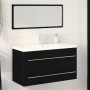 Gabinete de Lavabo para Baño con Lavabo Incorporado Roble Negro Madera Elaborada de , Tocadores de baño - Ref: Foro24-3333134...