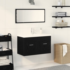 Mueble de fregadero de baño con lavabo integrado de roble negro y madera elaborada de , Muebles de baño - Ref: Foro24-3333137...