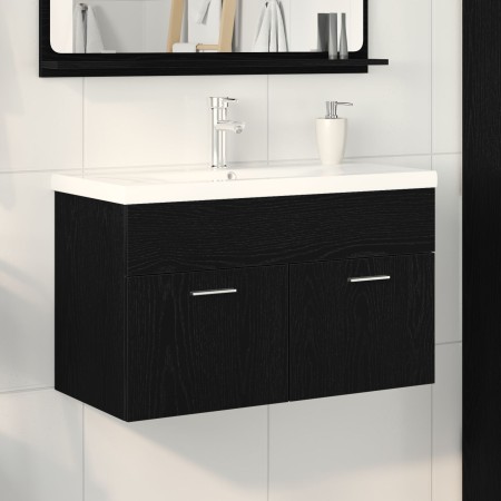 Cabinet de lavabo de baño con lavabo integrado Roble negro Madera | Foro24.es | Tu tienda online para hogar, jardín y más Foro24.es