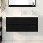 Mueble de lavabo con lavabo integrado de roble negro y madera de ingeniería de , Tocadores de baño - Ref: Foro24-3333145, Pre...