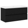 Armario de Pila con Lavabo Integrado Roble Negro Madera Elaborada, Armario de Pila Roble Negro 90x38,5x45 cm Madera Elaborada...