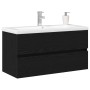 Armario de Pila con Lavabo Integrado Roble Negro Madera Elaborada, Armario de Pila Roble Negro 90x38,5x45 cm Madera Elaborada...