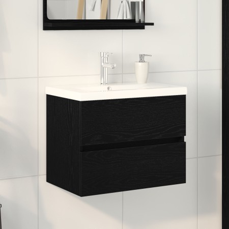 Gabinete para Lavabo con Tazón Integrado Roble Negro MDF, Gabinete para Lavabo Roble Negro 60x38,5x45 cm MDF de , Tocadores d...