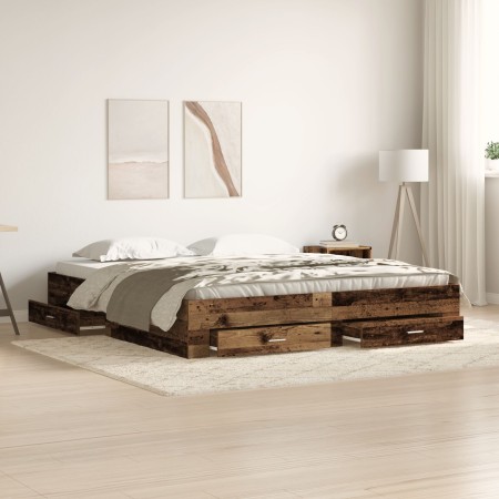 Cama con cajones madera de ingeniería envejecida 180x200 cm | Foro24.es | Tu tienda online para hogar, jardín y más Foro24.es