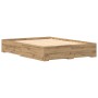 Cama con cajones madera de ingeniería roble artisan 135x190 cm de , Camas y somieres - Ref: Foro24-3333976, Precio: 195,11 €,...