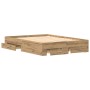 Cama con cajones madera de ingeniería roble artisan 135x190 cm de , Camas y somieres - Ref: Foro24-3333976, Precio: 195,11 €,...