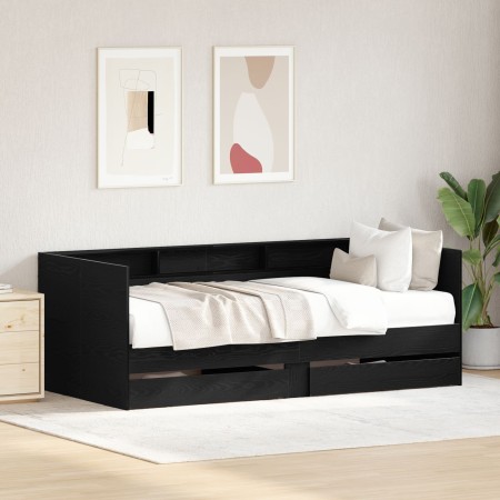 Cama Día en Roble Negro con Cajones Roble negro Madera elaborada de , Camas y somieres - Ref: Foro24-3334001, Precio: 202,69 ...