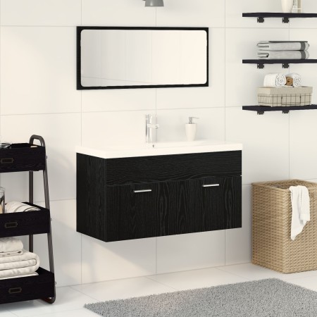 Conjunto de Muebles de Baño de 3 Piezas Roble Negro Madera Resistente de , Muebles de baño - Ref: Foro24-3334339, Precio: 274...