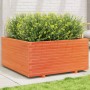 Jardinera madera maciza de pino marrón cera 100x100x49,5 cm en Macetas y jardineras | Comprar online en Foru.es