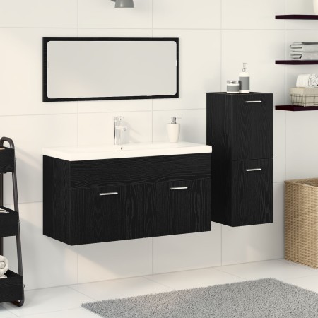 Conjunto de Muebles de Baño de 4 Piezas de Roble Negro y Madera Fabricada de , Muebles de baño - Ref: Foro24-3334353, Precio:...