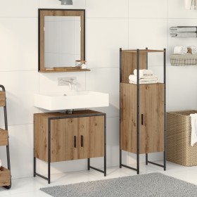 Conjunto de Muebles de Baño de 3 Piezas en Roble Artesanal de Madera Compensada de , Muebles de baño - Ref: Foro24-3334358, P...