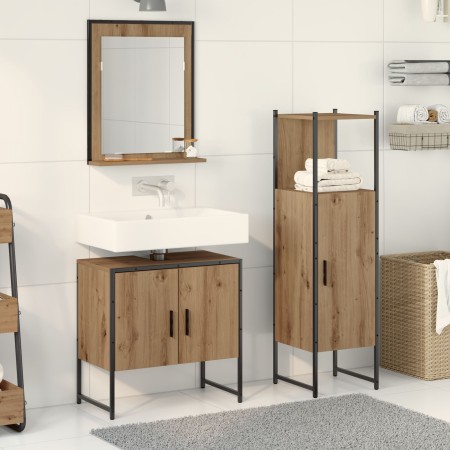 Conjunto de Muebles de Baño de 3 Piezas en Roble Artesanal de Madera Compensada de , Muebles de baño - Ref: Foro24-3334358, P...