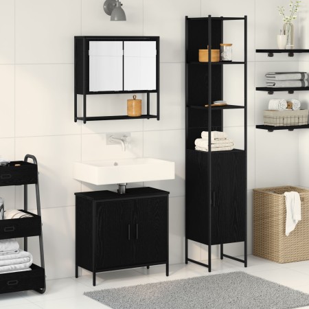 Conjunto de Muebles de Baño de 3 Piezas en Madera Elaborada de Roble Negro | Foro24.es | Tu tienda online para hogar, jardín y más Foro24.es