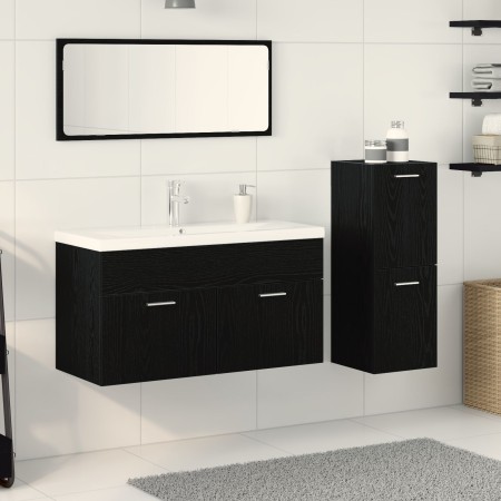 Juego de Muebles de Baño de 4 Piezas Roble Negro Madera Industrial de , Muebles de baño - Ref: Foro24-3334370, Precio: 316,27...