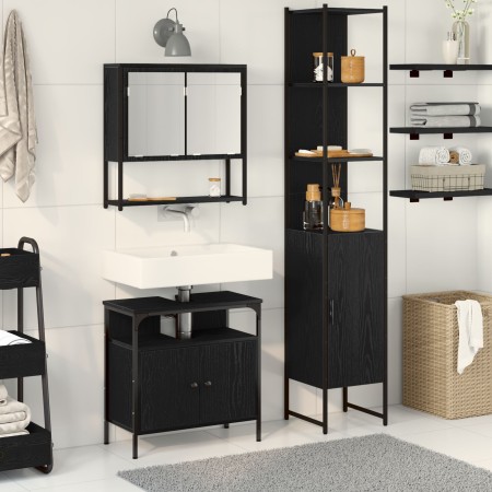 Conjunto de Muebles de Baño de 3 Piezas en Madera Ingenierada de Roble Negro | Foro24.es | Tu tienda online para hogar, jardín y más Foro24.es
