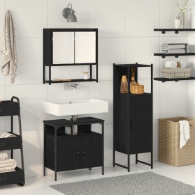 Conjunto de Muebles de Baño de 3 Piezas en Roble Negro, Madera Diseñada de , Muebles de baño - Ref: Foro24-3334378, Precio: 1...