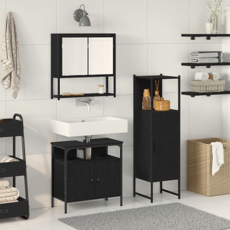 Conjunto de Muebles de Baño de 3 Piezas en Roble Negro, Madera Diseñada de , Muebles de baño - Ref: Foro24-3334378, Precio: 1...