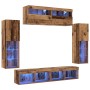 Unidad de Pared para TV 8 Piezas con LED Madera Vieja Madera Elaborada de , Muebles TV - Ref: Foro24-3334380, Precio: 329,08 ...