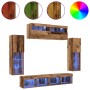 Unidad de Pared para TV 8 Piezas con LED Madera Vieja Madera Elaborada de , Muebles TV - Ref: Foro24-3334380, Precio: 329,08 ...
