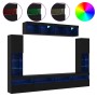 Unidades de TV de 8 piezas con LED Roble Negro Madera de Buena Calidad | Foro24.es | Tu tienda online para hogar, jardín y más Foro24.es