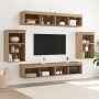Unidades de TV de 8 piezas con LED y madera elaborada de roble artesanal de , Muebles TV - Ref: Foro24-3334387, Precio: 230,8...