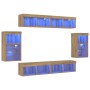 Unidades de TV de 8 piezas con LED y madera elaborada de roble artesanal de , Muebles TV - Ref: Foro24-3334387, Precio: 230,8...
