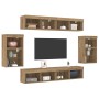 Unidades de TV de 8 piezas con LED y madera elaborada de roble artesanal de , Muebles TV - Ref: Foro24-3334387, Precio: 230,8...