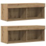 Unidades de TV de 8 piezas con LED y madera elaborada de roble artesanal de , Muebles TV - Ref: Foro24-3334387, Precio: 230,8...
