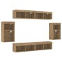 Unidades de TV de 8 piezas con LED y madera elaborada de roble artesanal de , Muebles TV - Ref: Foro24-3334387, Precio: 230,8...