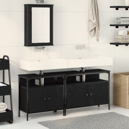 Juego de Muebles de Baño de 3 Piezas en Madera Elaborada de Roble Negro | Foro24.es | Tu tienda online para hogar, jardín y más Foro24.es