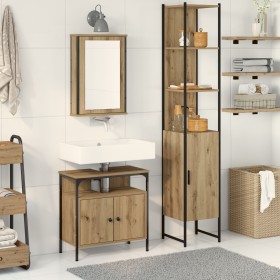Set de tocador de 3 piezas color roble marrón de madera hecha de , Muebles de baño - Ref: Foro24-3334396, Precio: 161,86 €, D...