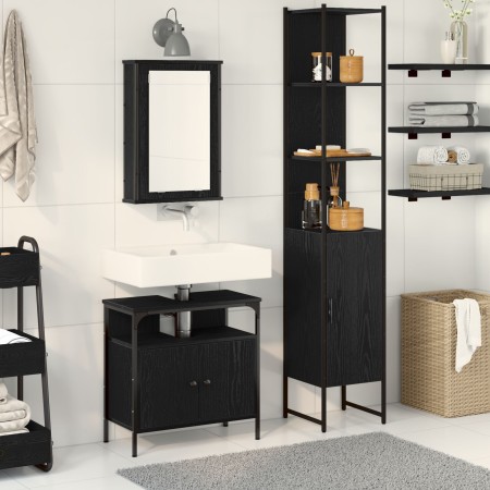 Juego de Muebles de Baño de 3 Piezas en Madera de Roble Negro | Foro24.es | Tu tienda online para hogar, jardín y más Foro24.es