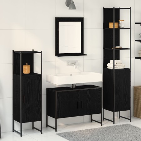 Conjunto de Muebles de Baño de 4 Piezas en Roble Negro de Madera Ingenierizada | Foro24.es | Tu tienda online para hogar, jardín y más Foro24.es