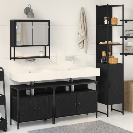 Conjunto de Muebles de Baño de 4 Piezas Roble Negro Madera Elaborada | Foro24.es | Tu tienda online para hogar, jardín y más Foro24.es
