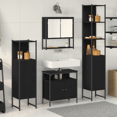 Juego de Muebles de Baño de 4 Piezas en Madera Elaborada de Roble Negro | Foro24.es | Tu tienda online para hogar, jardín y más Foro24.es