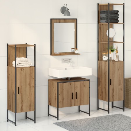 Conjunto de muebles de baño de 4 piezas Roble artesanal Madera ingenierizada de , Muebles de baño - Ref: Foro24-3334410, Prec...