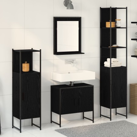 Juego de Muebles de Baño de 4 Piezas en Roble Negro - Madera de Calidad | Foro24.es | Tu tienda online para hogar, jardín y más Foro24.es