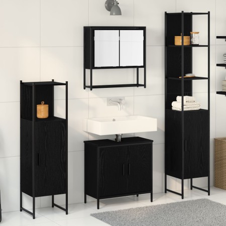 Conjunto de 4 Muebles de Baño Roble Negro Madera de Calidad | Foro24.es | Tu tienda online para hogar, jardín y más Foro24.es