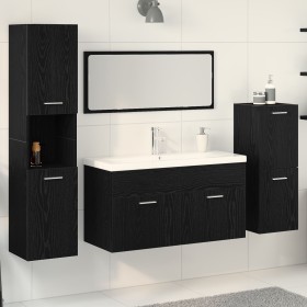 Conjunto de Muebles de Baño de 4 Piezas de en Madera Engineered de Roble Negro de , Muebles de baño - Ref: Foro24-3334418, Pr...