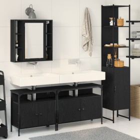 Conjunto de Muebles de Baño de 4 Piezas en Roble Negro y Madera Laminada de , Muebles de baño - Ref: Foro24-3334423, Precio: ...
