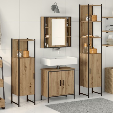 Set de Muebles de Baño de 4 Piezas de de Roble Artesanal en Madera Dura de , Muebles de baño - Ref: Foro24-3334428, Precio: 2...