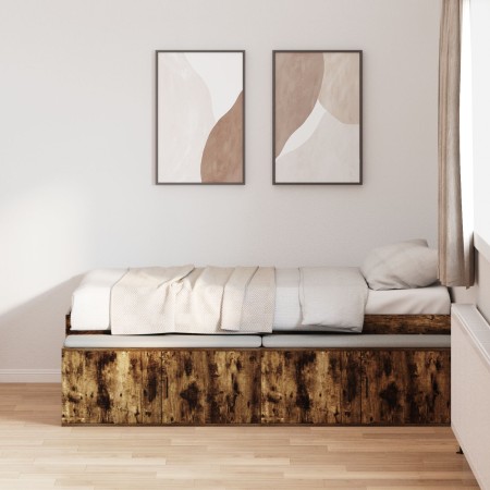 Cama con Almacenamiento Roble Ahumado 100x200 cm | Foro24.es | Tu tienda online para hogar, jardín y más Foro24.es