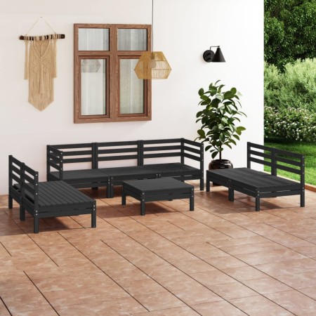 Juego de muebles de jardín 8 pzas madera de pino maciza negro de vidaXL, Conjuntos de jardín - Ref: Foro24-3082571, Precio: 4...