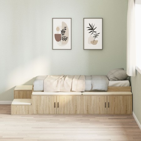 Estructura de cama de almacenamiento Roble de Sonoma 90x200 cm | Foro24.es | Tu tienda online para hogar, jardín y más Foro24.es