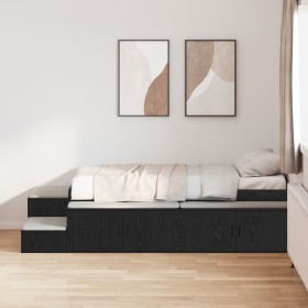Estructura de Cama de Almacenamiento Roble Negro 75x190 cm de , Camas y somieres - Ref: Foro24-3335590, Precio: 265,17 €, Des...